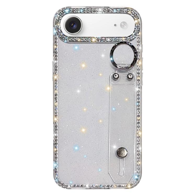 For iPhone Air Rhinestone Glitter Wristband Holder Phone Case(Glitter Transparent)