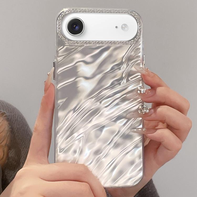 For iPhone Air Rhinestone Lens Frame Wrinkled Design Phone Case(Transparent)