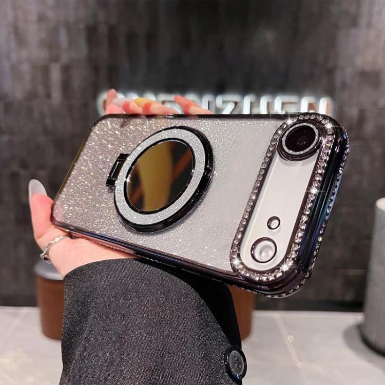 For iPhone Air Rhinestone Mirror Glitter MagSafe TPU Phone Case(Black)