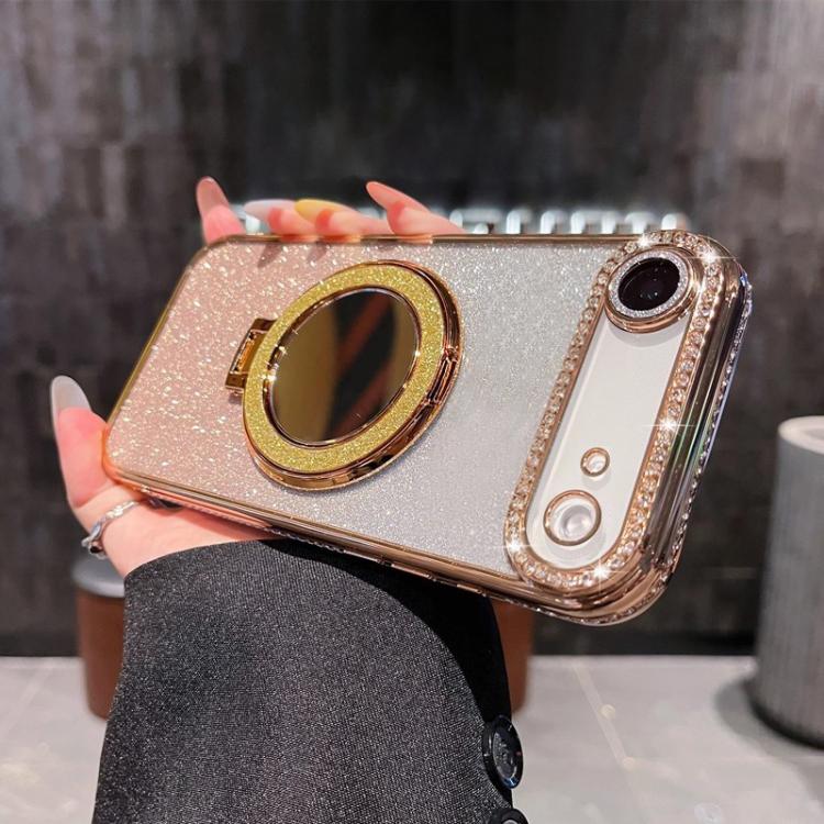 For iPhone Air Rhinestone Mirror Glitter MagSafe TPU Phone Case(Champagne Gold)