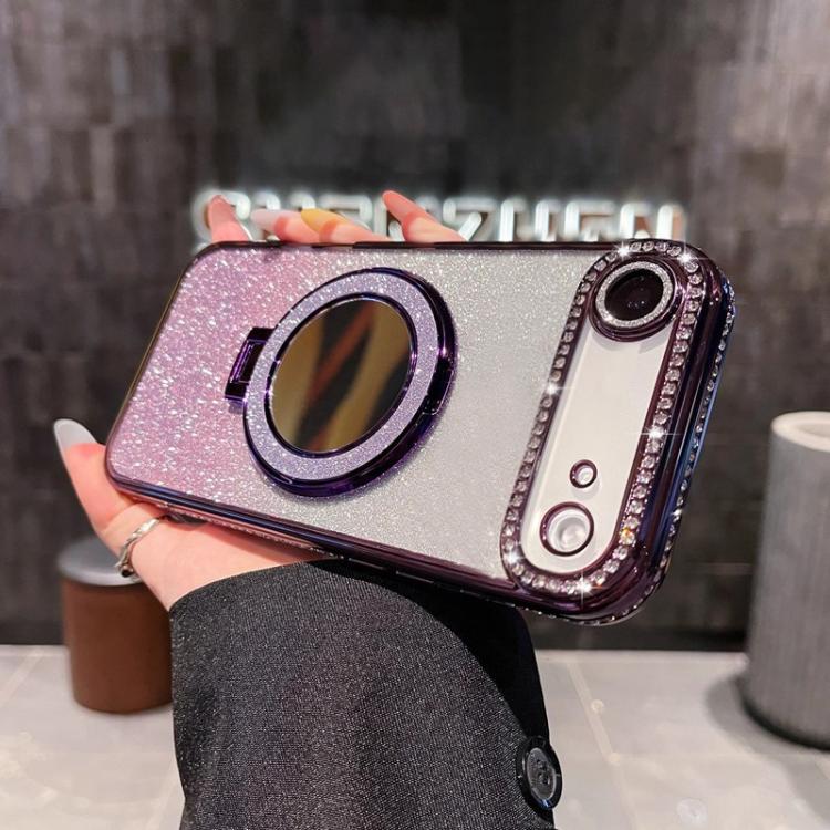 For iPhone Air Rhinestone Mirror Glitter MagSafe TPU Phone Case(Night Purple)