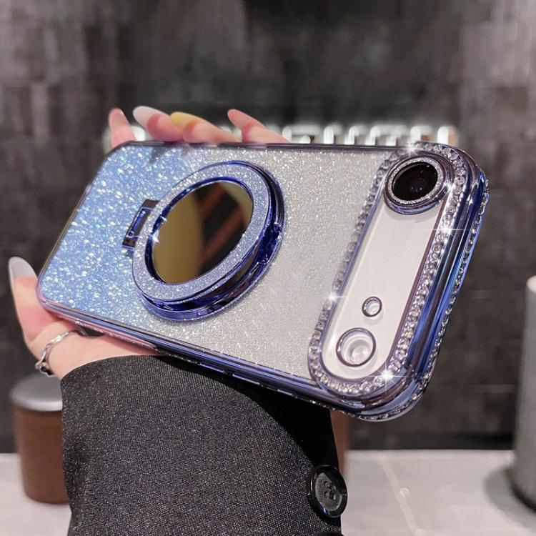 For iPhone Air Rhinestone Mirror Glitter MagSafe TPU Phone Case(Sierra Blue)