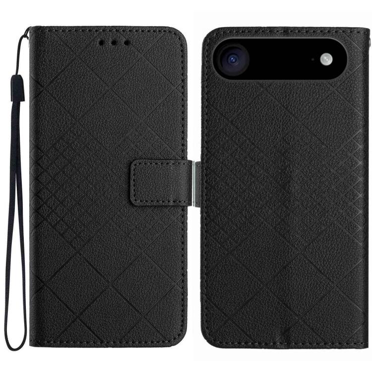 For iPhone Air Rhombic Grid Texture Leather Phone Case(Black)