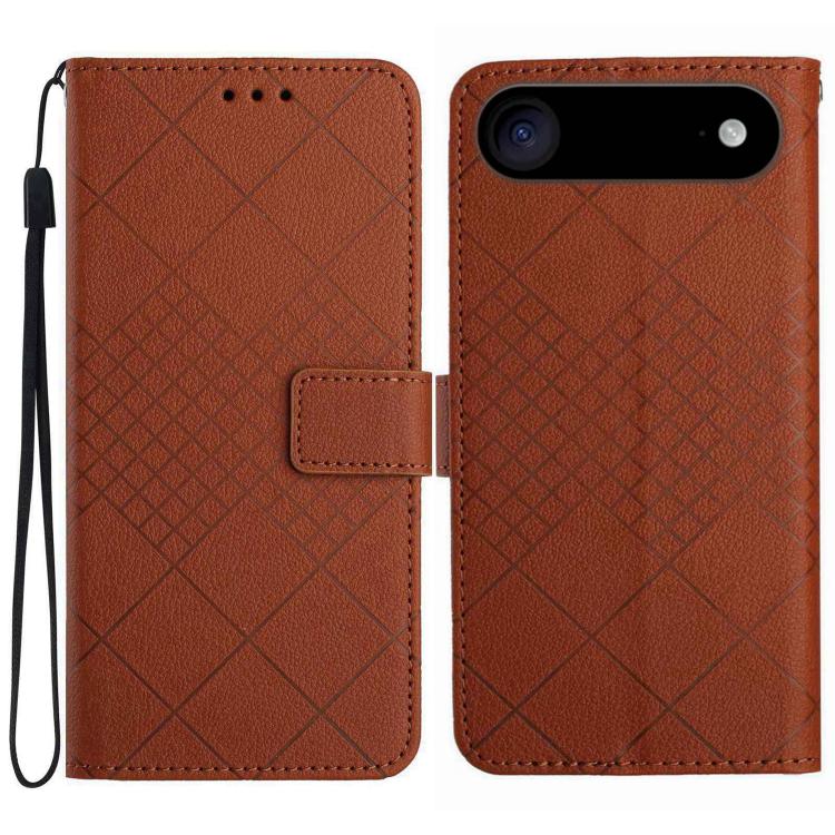 For iPhone Air Rhombic Grid Texture Leather Phone Case(Brown)