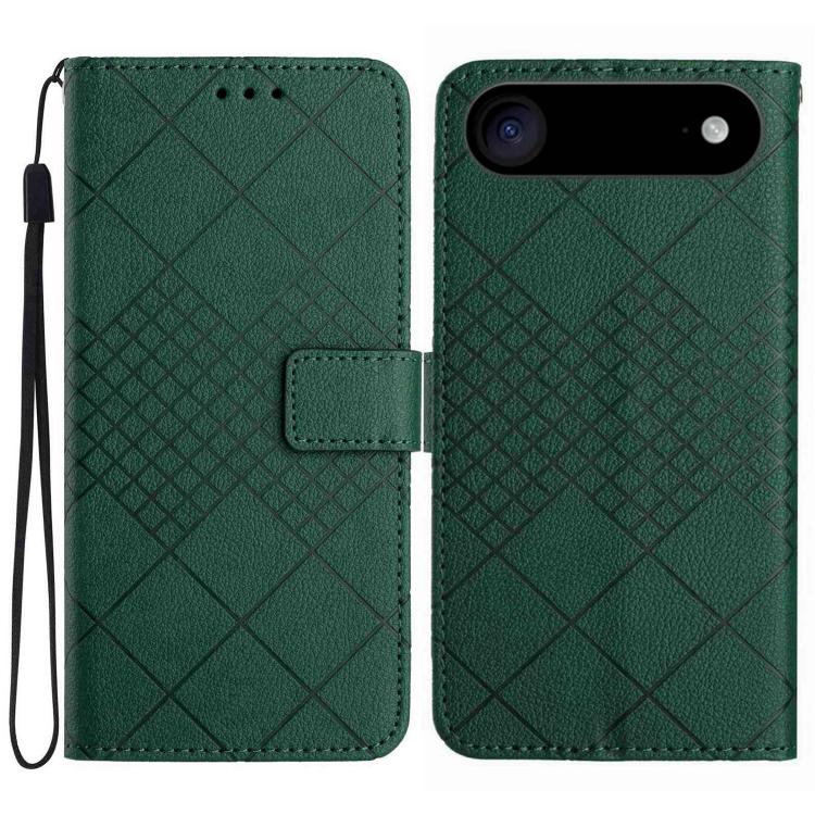 For iPhone Air Rhombic Grid Texture Leather Phone Case(Green)