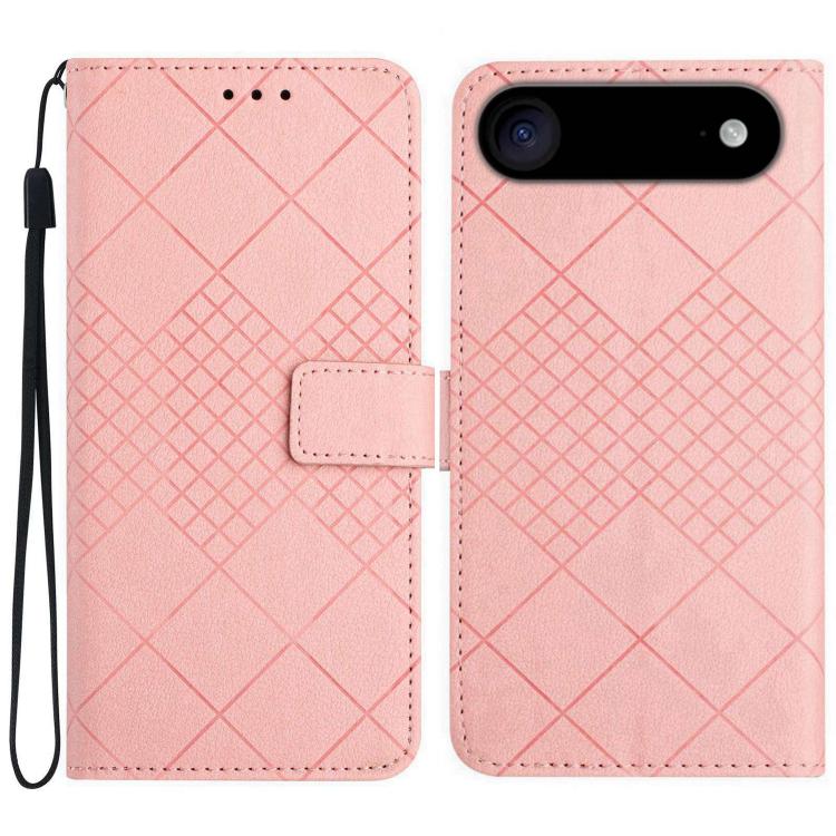 For iPhone Air Rhombic Grid Texture Leather Phone Case(Pink)