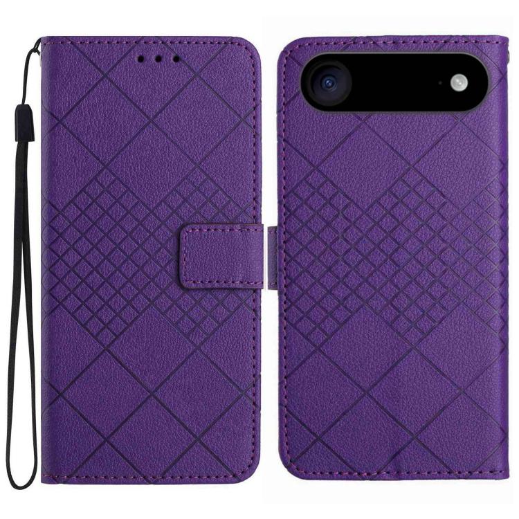 For iPhone Air Rhombic Grid Texture Leather Phone Case(Purple)