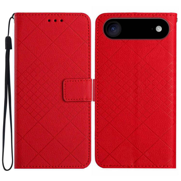 For iPhone Air Rhombic Grid Texture Leather Phone Case(Red)