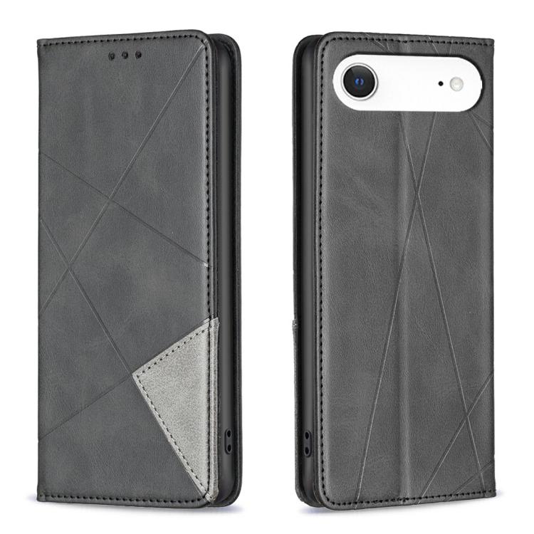 For iPhone Air Rhombus Texture Magnetic Leather Phone Case(Black)