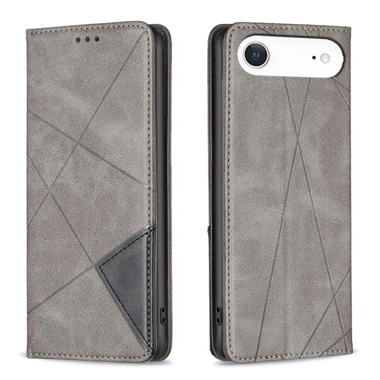 For iPhone Air Rhombus Texture Magnetic Leather Phone Case(Grey)