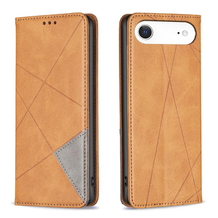 For iPhone Air Rhombus Texture Magnetic Leather Phone Case(Yellow)