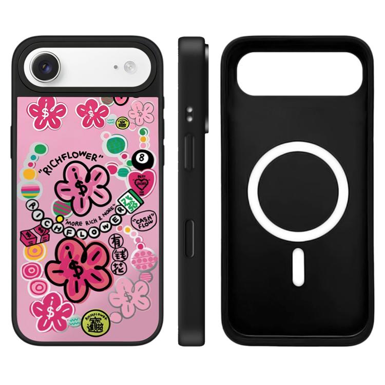 For iPhone Air Rich Flower Series Pattern Camera Control Button Mirror Magnetic Phone Case(Ball No.8)