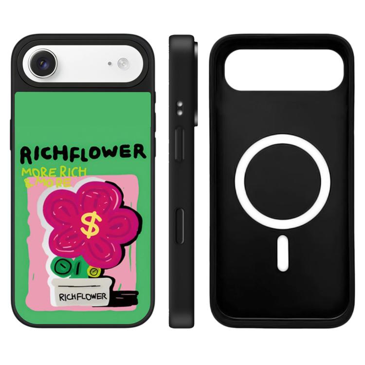 For iPhone Air Rich Flower Series Pattern Camera Control Button Mirror Magnetic Phone Case(Flowerpot)