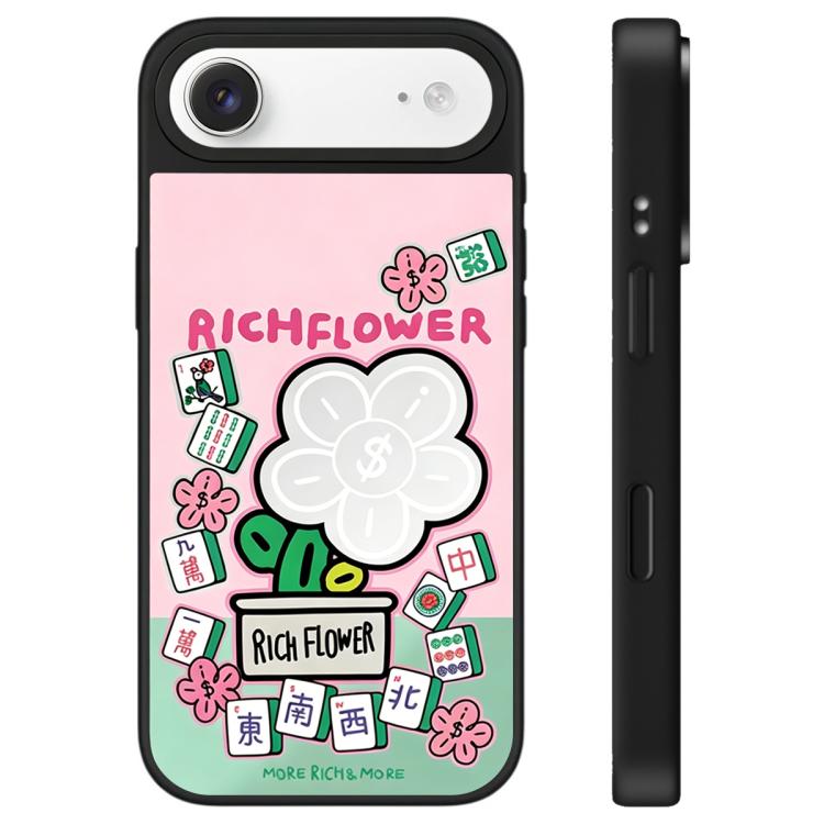 For iPhone Air Rich Flower Series Pattern Camera Control Button Mirror Phone Case(Mahjong)