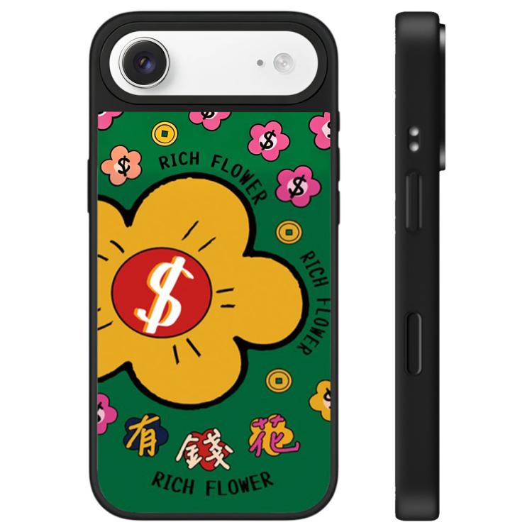 For iPhone Air Rich Flower Series Pattern Camera Control Button Mirror Phone Case(Money Symbols)