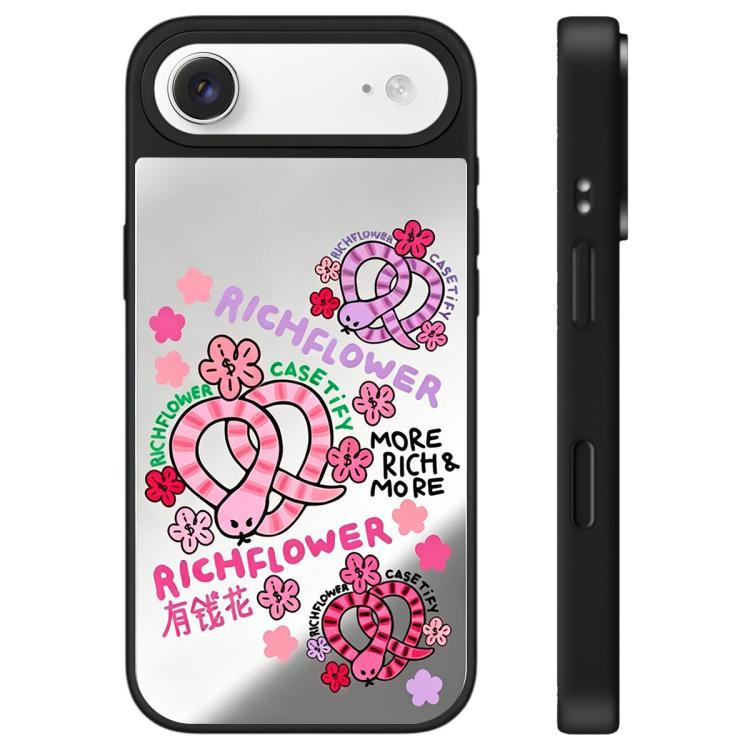 For iPhone Air Rich Flower Series Pattern Camera Control Button Mirror Phone Case(Snake Stripes)