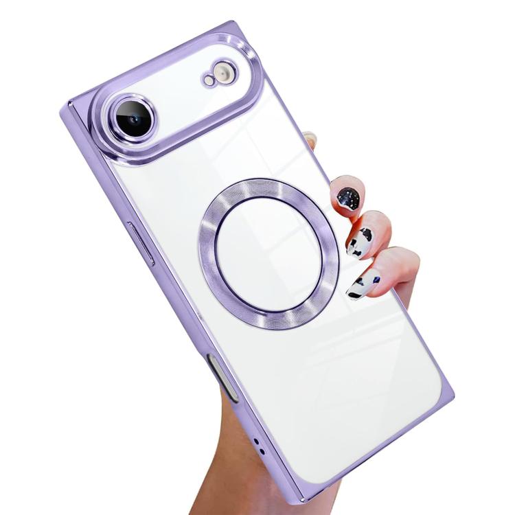 For iPhone Air Right Angle Square Electroplated CD Pattern TPU MagSafe Phone Case(Light Purple)