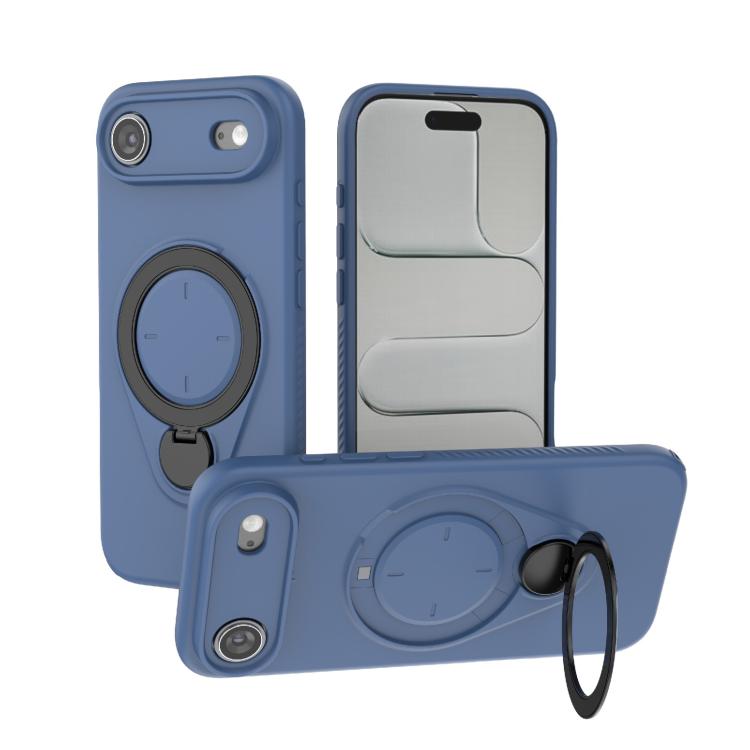 For iPhone Air Ring Shield MagSafe TPU Phone Case with 360 Degree Rotating Holder(Blue)