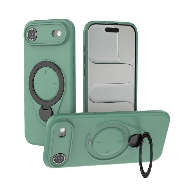 For iPhone Air Ring Shield MagSafe TPU Phone Case with 360 Degree Rotating Holder(Green)