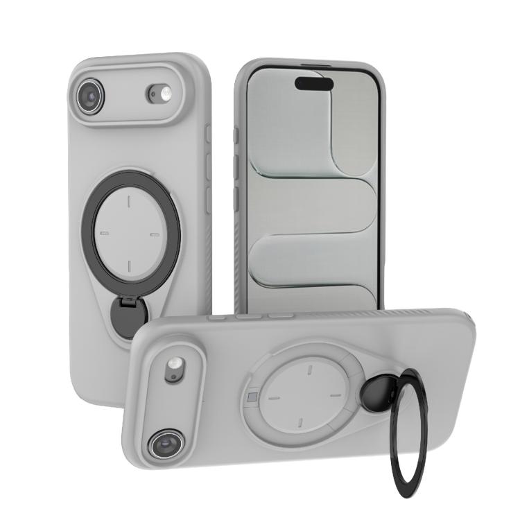For iPhone Air Ring Shield MagSafe TPU Phone Case with 360 Degree Rotating Holder(Grey)