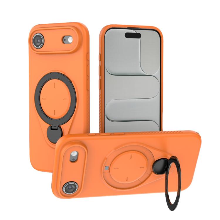 For iPhone Air Ring Shield MagSafe TPU Phone Case with 360 Degree Rotating Holder(Orange)
