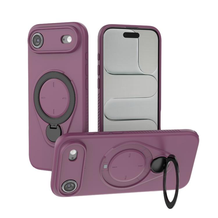 For iPhone Air Ring Shield MagSafe TPU Phone Case with 360 Degree Rotating Holder(Wine Red)