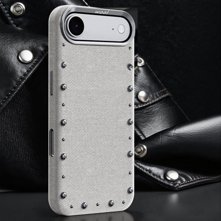 For iPhone Air Rivet Series Denim Texture Full Coverage Magnetic Phone Case(Beige)