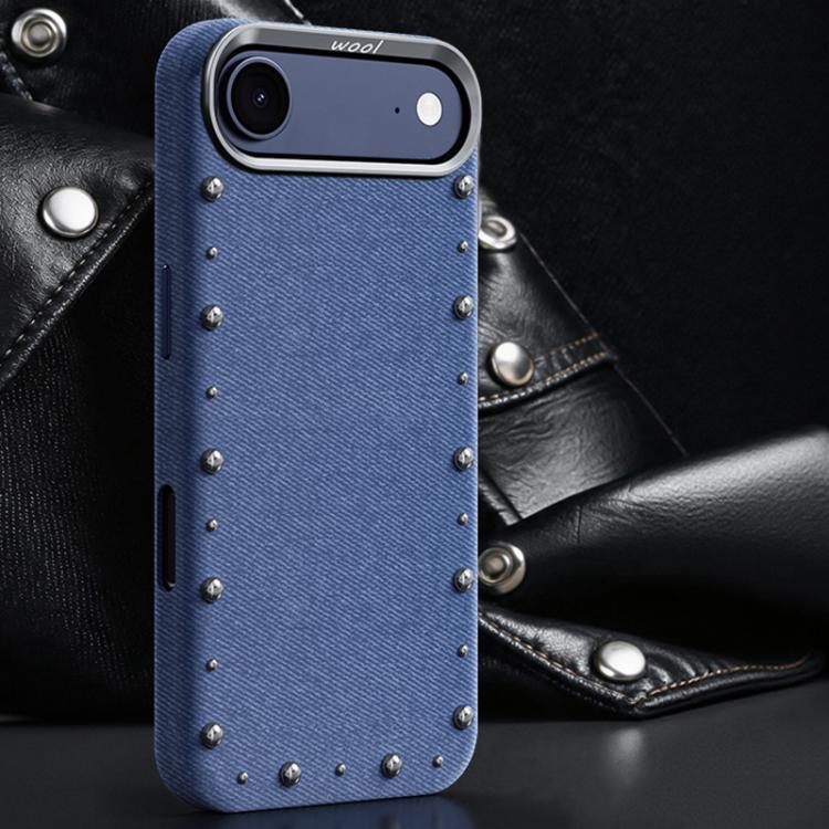 For iPhone Air Rivet Series Denim Texture Full Coverage Magnetic Phone Case(Dark Blue)