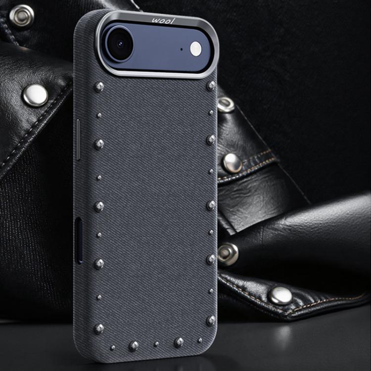 For iPhone Air Rivet Series Denim Texture Full Coverage Magnetic Phone Case(Dark Grey)