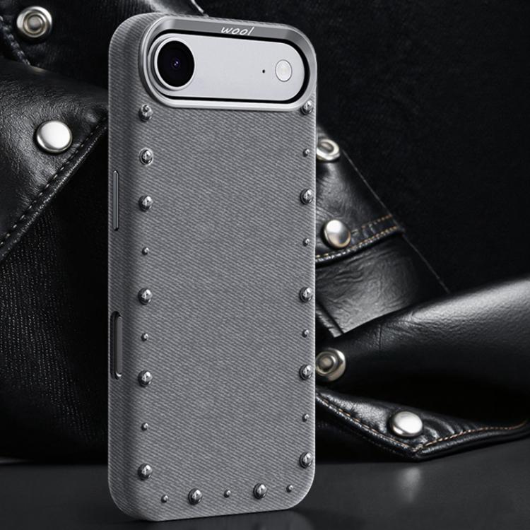 For iPhone Air Rivet Series Denim Texture Full Coverage Magnetic Phone Case(Light Blue)