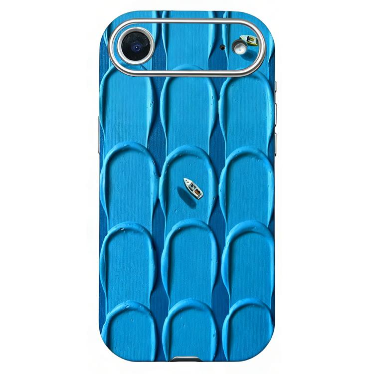 For iPhone Air Rounded Edge Large Window Silicone Phone Case(Blue Oil Painting)