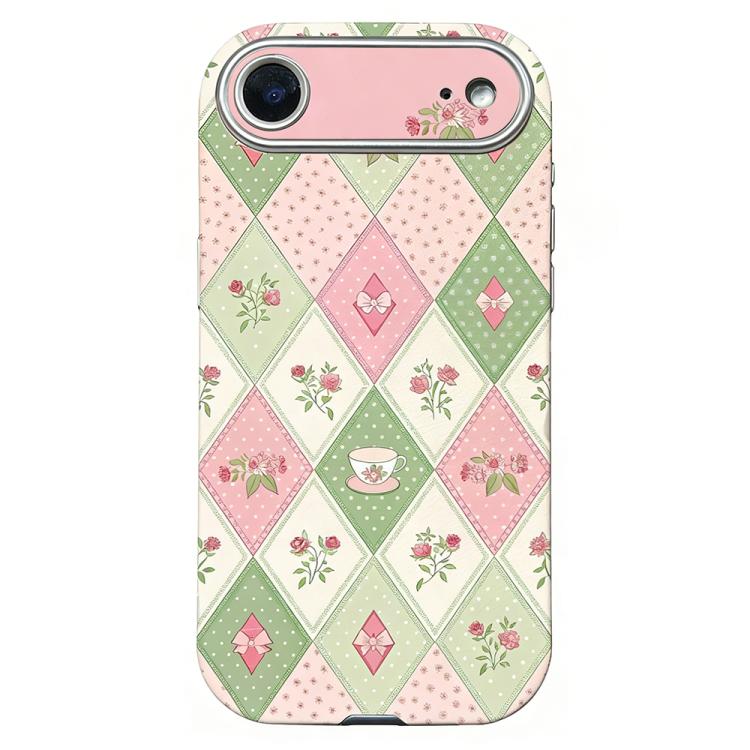 For iPhone Air Rounded Edge Large Window Silicone Phone Case(Diamond-grid Flowers)