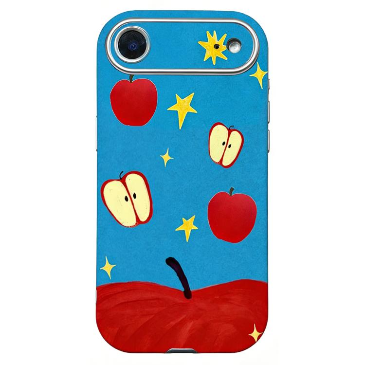 For iPhone Air Rounded Edge Large Window Silicone Phone Case(Red Apple)