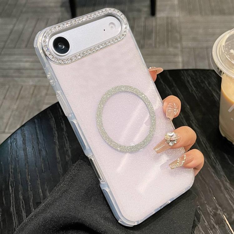 For iPhone Air Rounded Edge Semi-transparent Glitter MagSafe Phone Case(Purple)