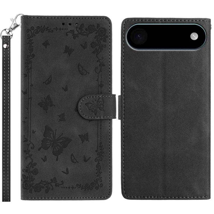 For iPhone Air Secret Garden Butterfly Pattern Leather Phone Case(Black)