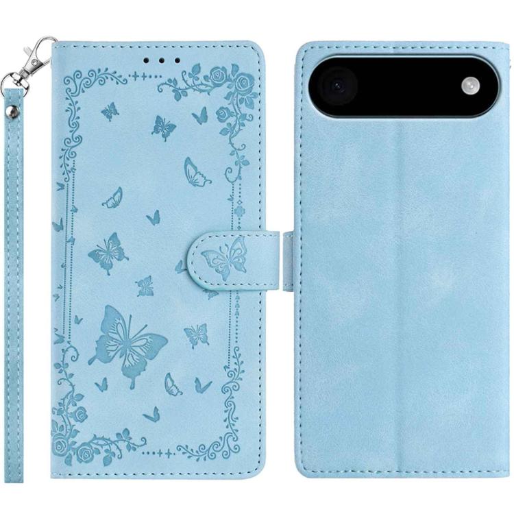For iPhone Air Secret Garden Butterfly Pattern Leather Phone Case(Blue)