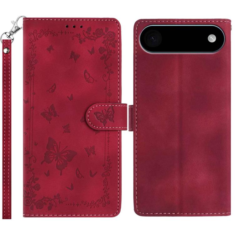 For iPhone Air Secret Garden Butterfly Pattern Leather Phone Case(Red)