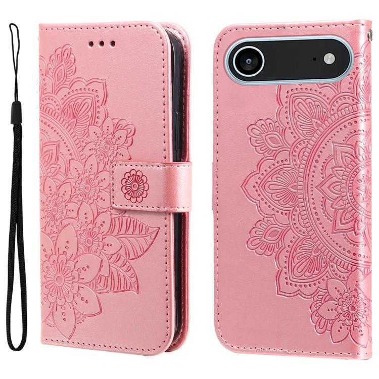 For iPhone Air Seven-petal Flowers Embossing Leather Phone Case(Rose Gold)