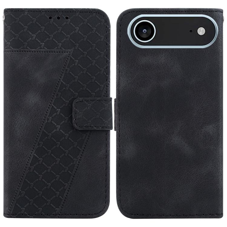 For iPhone Air Seven-shaped Embossed Leather Phone Case(Black)