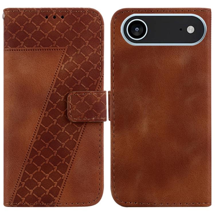 For iPhone Air Seven-shaped Embossed Leather Phone Case(Brown)
