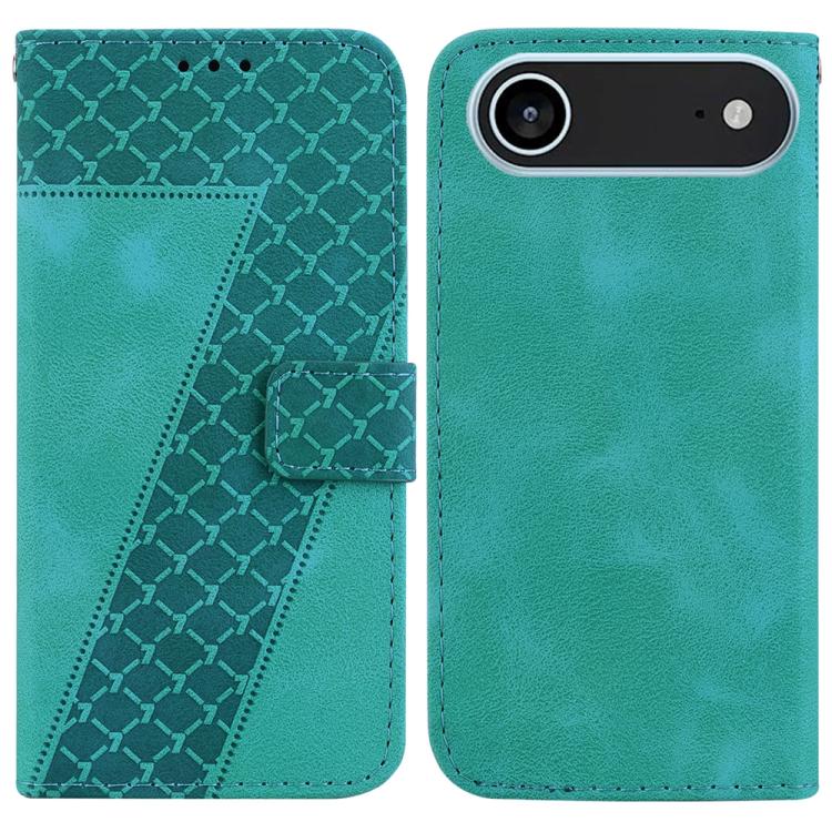 For iPhone Air Seven-shaped Embossed Leather Phone Case(Green)
