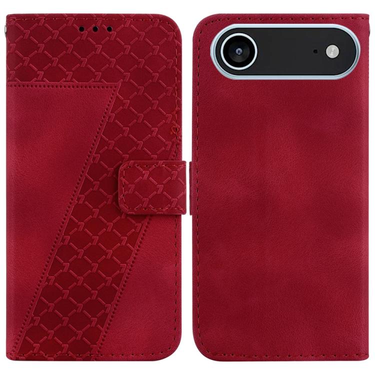 For iPhone Air Seven-shaped Embossed Leather Phone Case(Red)