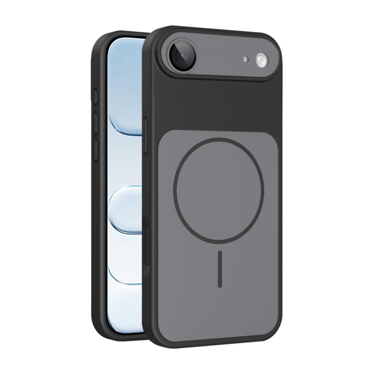 For iPhone Air Shield Contrast Color Magnetic Phone Case with Lens Protector(Black)