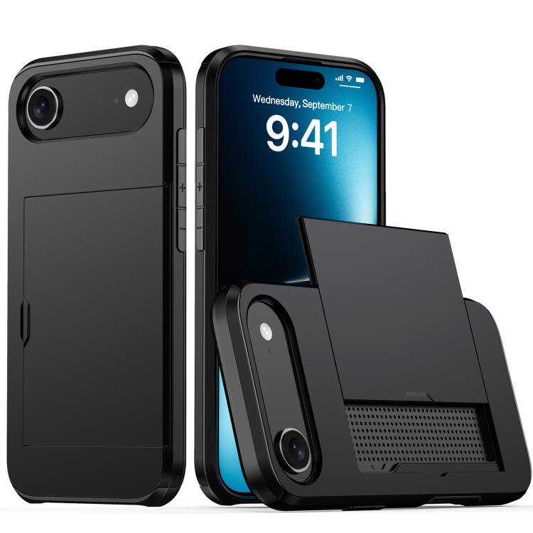 For iPhone Air Shockproof Armor Phone Case with Card Slot(Black)