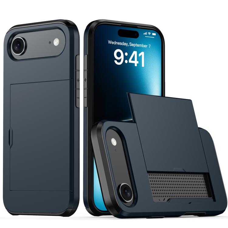 For iPhone Air Shockproof Armor Phone Case with Card Slot(Blue)