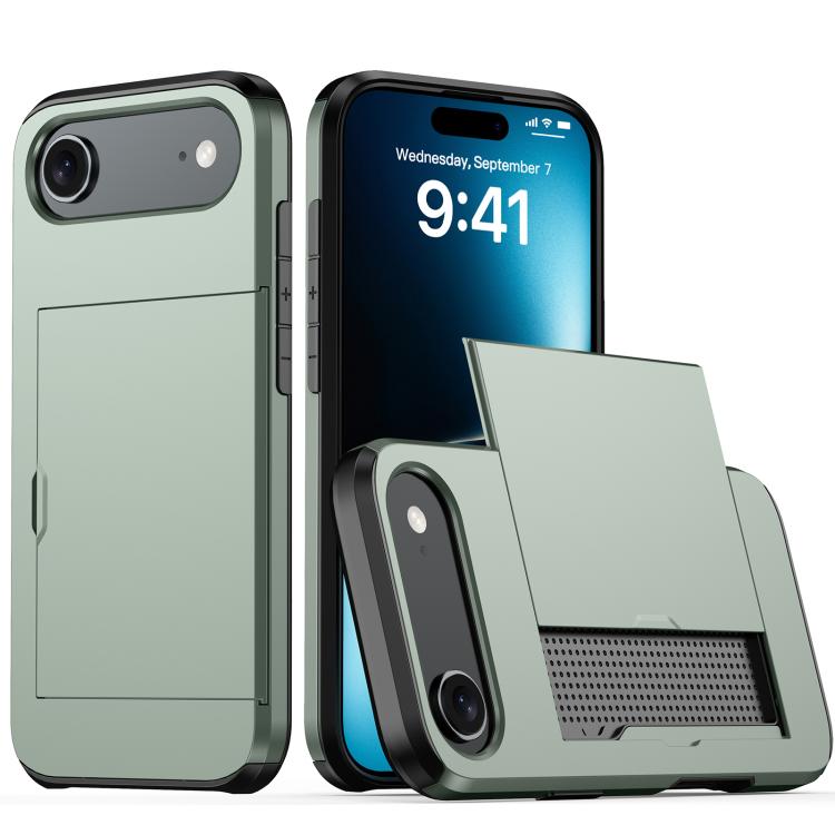 For iPhone Air Shockproof Armor Phone Case with Card Slot(Dark Green)