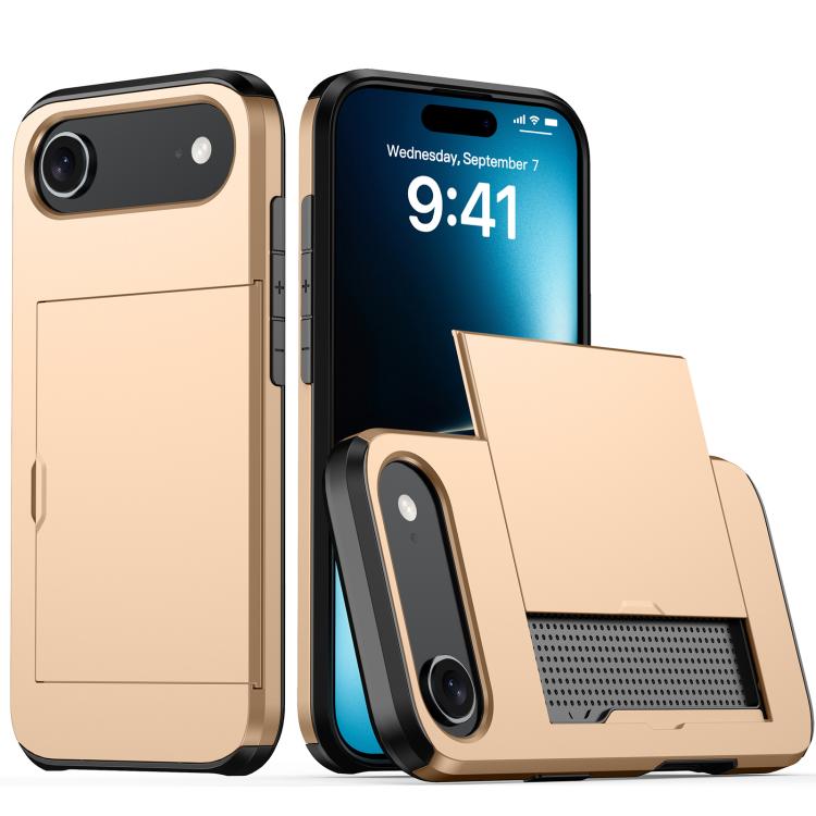 For iPhone Air Shockproof Armor Phone Case with Card Slot(Gold)