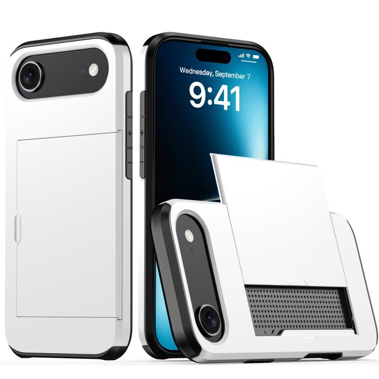 For iPhone Air Shockproof Armor Phone Case with Card Slot(White)