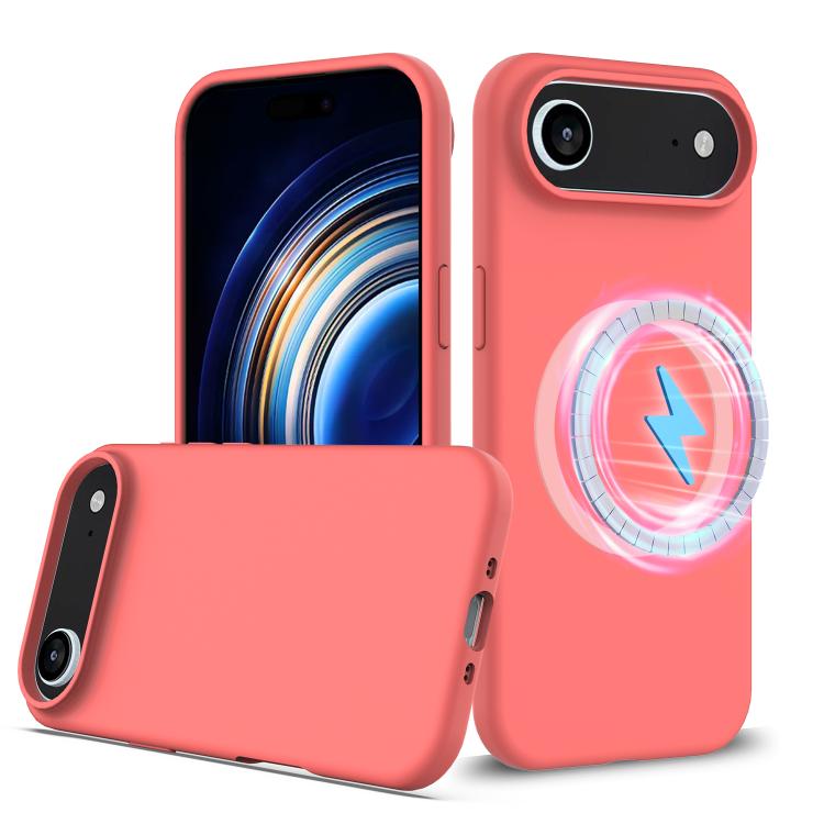 For iPhone Air Shockproof Silicone Magsafe Phone Case(Pink Orange)
