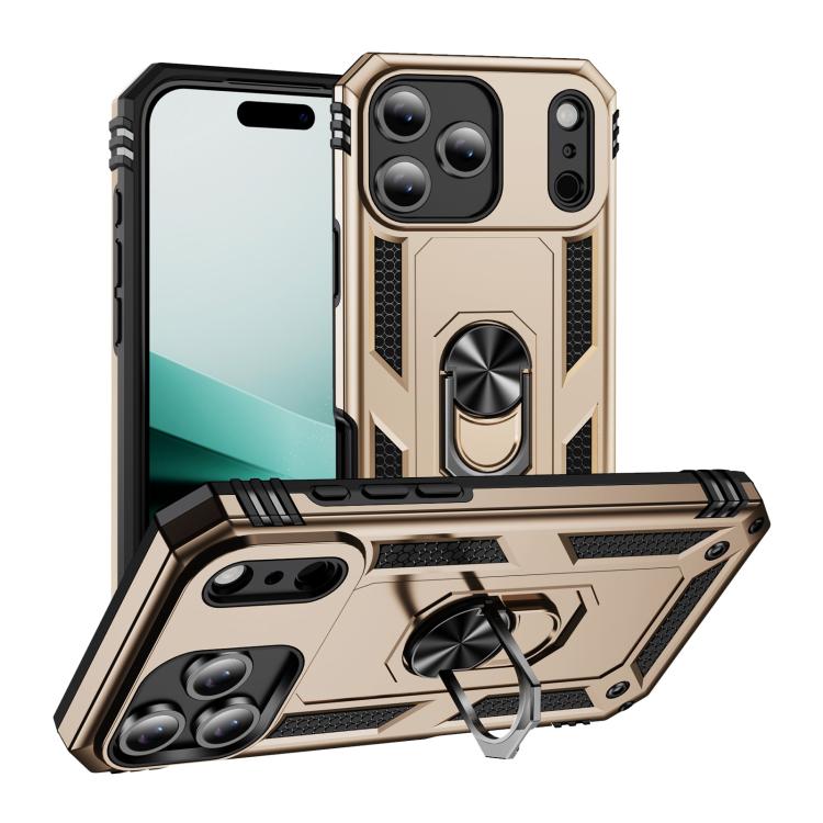For iPhone Air Shockproof TPU Hybrid PC Phone Case with Holder(Gold)